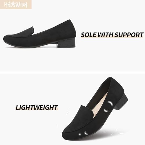 HEAWISH Women's Loafer Slip on Shoes Pumps Low Heel Shoes,Closed Toe Pumps Dress Shoes,Casual Loafer Work Flats Wedding Shoes - Image 4