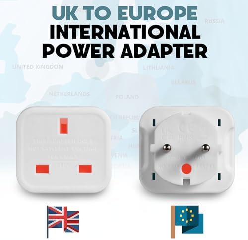 PrimeTechCo I EU Travel Adapter, UK to European Plug Adapter - Europe Converter Type C, E, F for Spain, France, Italy, Greece, Poland, Turkey, Euro,and More. Travel Plugs and Adaptors (Pack Of 2) - Image 2