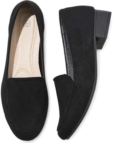 HEAWISH Women's Loafer Slip on Shoes Pumps Low Heel Shoes,Closed Toe Pumps Dress Shoes,Casual Loafer Work Flats Wedding Shoes