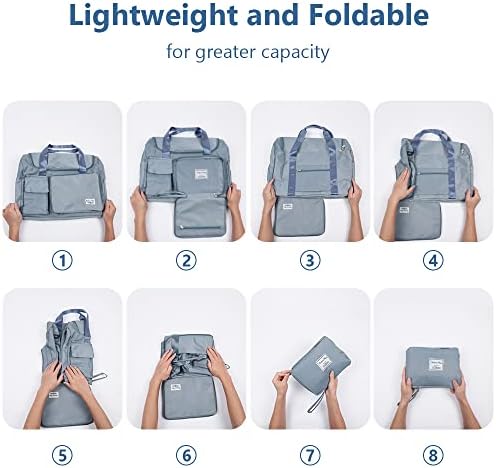 Travel Duffel Bag, Foldable Gym Bag Overnight Weekend Bags for Women, Lightweight Hospital Bag with Wet and Dry Separation Bag, Large Holdall Bag Cabin Bag for Sports and Travel - Blue - Image 5