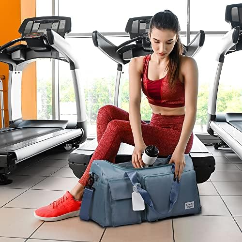 Travel Duffel Bag, Foldable Gym Bag Overnight Weekend Bags for Women, Lightweight Hospital Bag with Wet and Dry Separation Bag, Large Holdall Bag Cabin Bag for Sports and Travel - Blue - Image 8