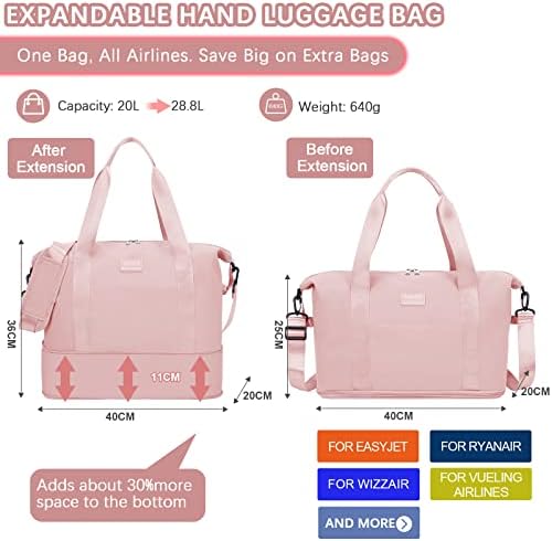Convertible Cabin Bag for Ryanair 40x20x25 Expandable for Easyjet 45x36x20 Travel Hand Luggage Airplane Underseat Carry on Bag Weekend Overnight Bag for Women Men - Image 3