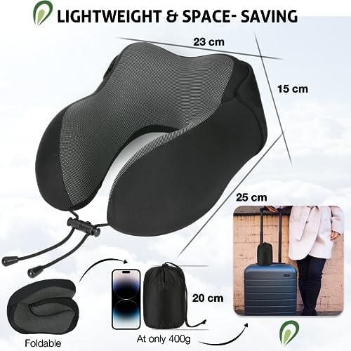 Jiancrate Travel Pillow for Neck Memory Foam, Hooded Travel Neck Pillow for Adults, Comfortable Neck Pillow for Travel with Hoodie, Flight Pillow, Airplane Pillow, Travel Cushion for Plane Car Train - Image 6