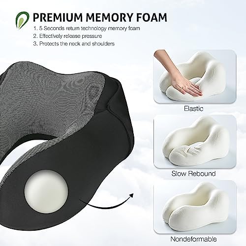 Jiancrate Travel Pillow for Neck Memory Foam, Hooded Travel Neck Pillow for Adults, Comfortable Neck Pillow for Travel with Hoodie, Flight Pillow, Airplane Pillow, Travel Cushion for Plane Car Train - Image 8