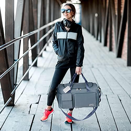 Travel Duffel Bag, Foldable Gym Bag Overnight Weekend Bags for Women, Lightweight Hospital Bag with Wet and Dry Separation Bag, Large Holdall Bag Cabin Bag for Sports and Travel - Blue - Image 7