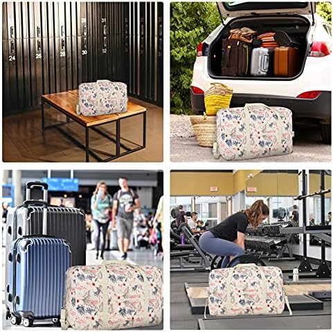 for Airlines Large Cabin Bag Foldable Travel Duffel Bag Holdall Tote Carry on Luggage Overnight for Women and Men 40L (Beige Flamingo) - Image 6